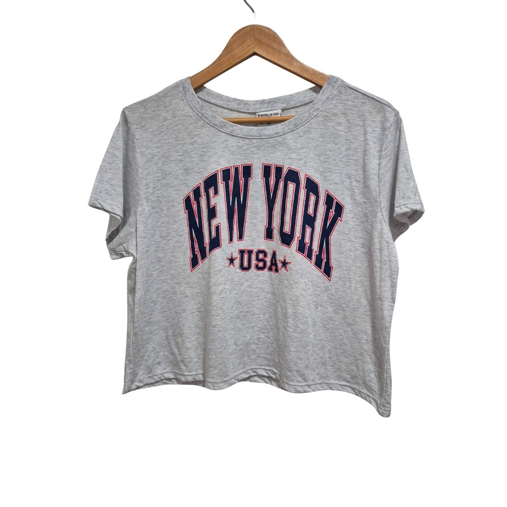 Where I'm From Gray New York USA Cropped‎ T Shirt Womens Size XL/TG